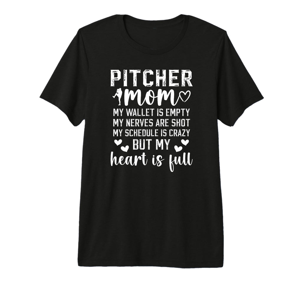 Baseball Pitcher Mom My Heart Is T-Shirt - Casual Everyday Wear for Adults - T-Shirt, Sweatshirt, Hoodie