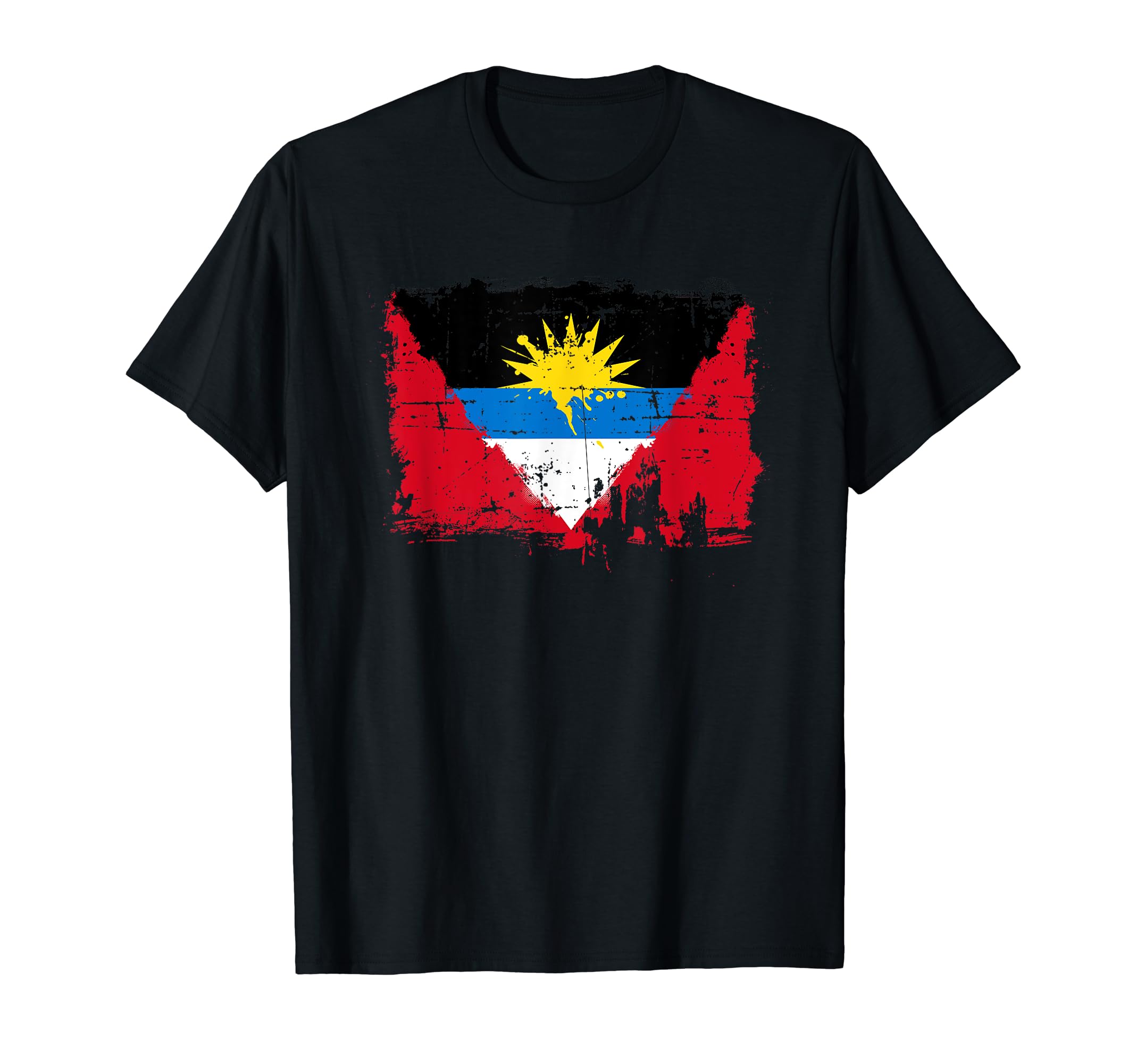 Antigua And Barbuda Flag Distressed T-Shirt - Minimalist Print Men Women - T-Shirt, Sweatshirt, Hoodie