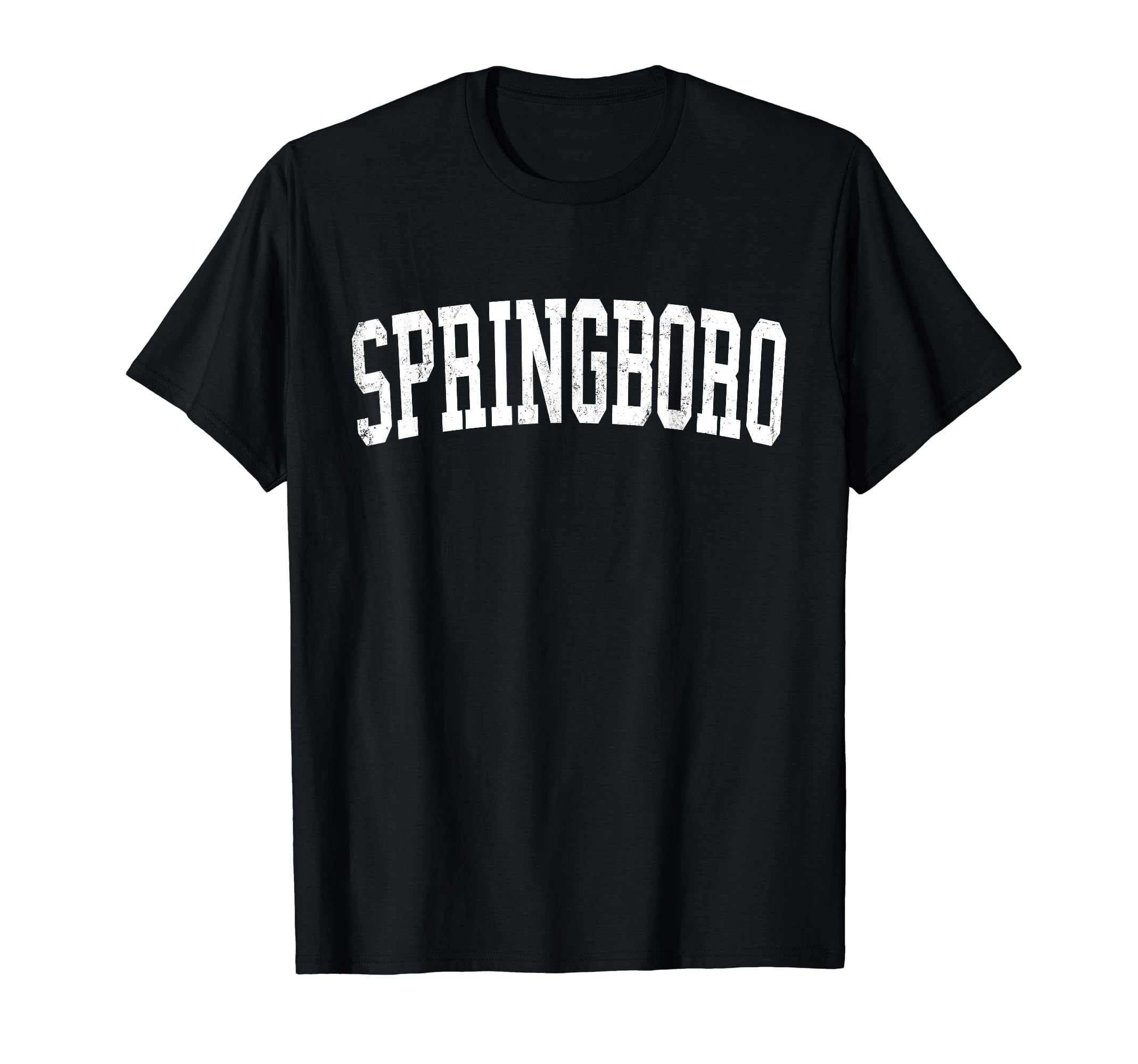 Springboro Oh Distressed White Varsity T-Shirt - Minimalist Print Unisex - T-Shirt, Sweatshirt, Hoodie