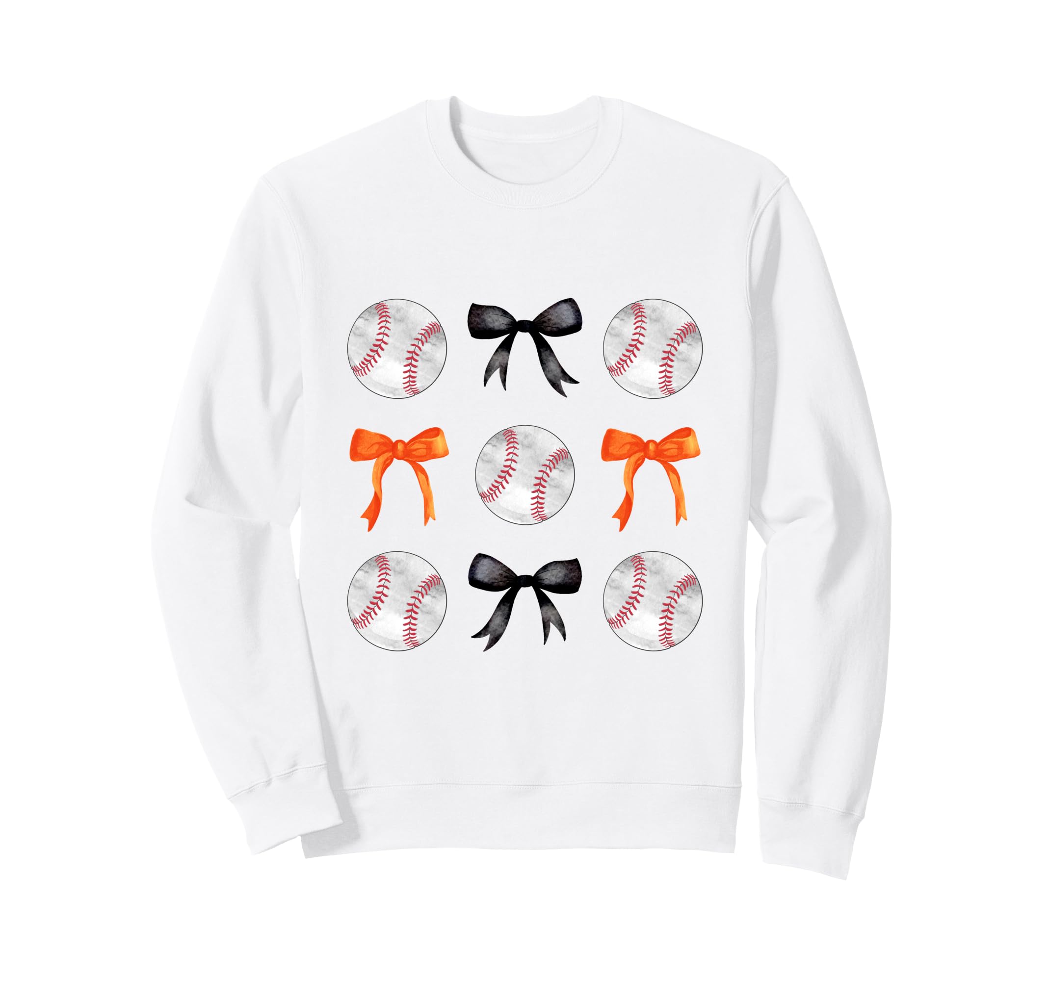 Orange Black Baseballs Bows Ball Sweatshirt - Trendy Graphic for Adults - T-Shirt, Sweatshirt, Hoodie