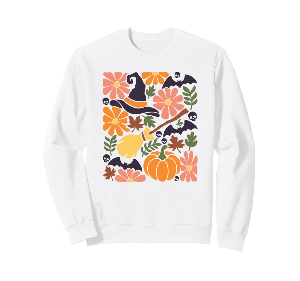 Halloween Boho Floral Witch Sweatshirt - Fun Novelty Design Men Women - T-Shirt, Sweatshirt, Hoodie