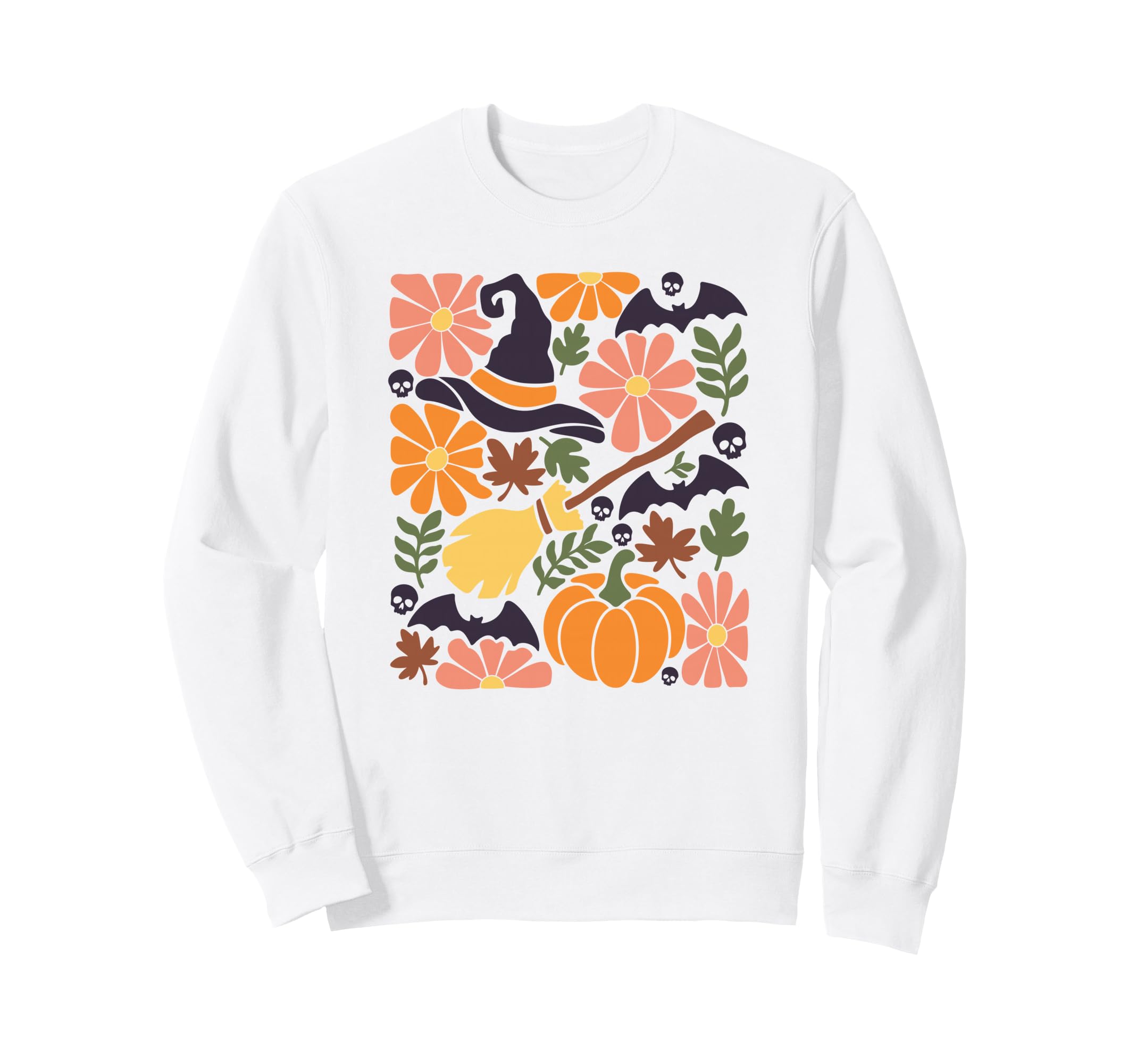 Halloween Boho Floral Witch Sweatshirt - Fun Novelty Design Men Women - T-Shirt, Sweatshirt, Hoodie