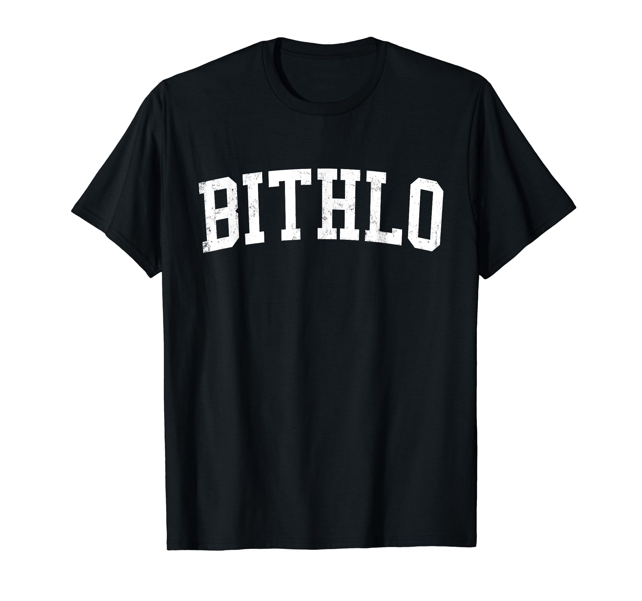 Bithlo Fl Distressed White Varsity T-Shirt - Minimalist Print for Adults - T-Shirt, Sweatshirt, Hoodie