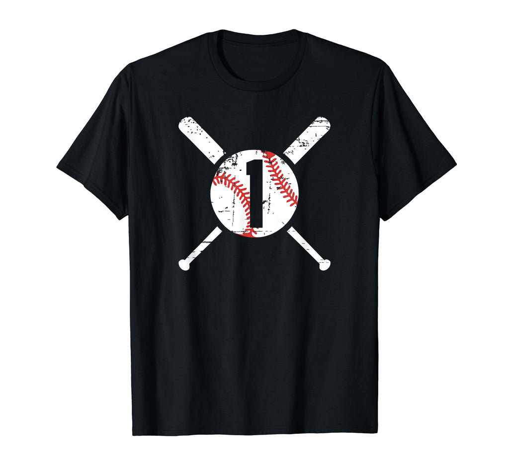 Baseball Number 1 One Distressed T-Shirt - Trendy Graphic Men Women - T-Shirt, Sweatshirt, Hoodie