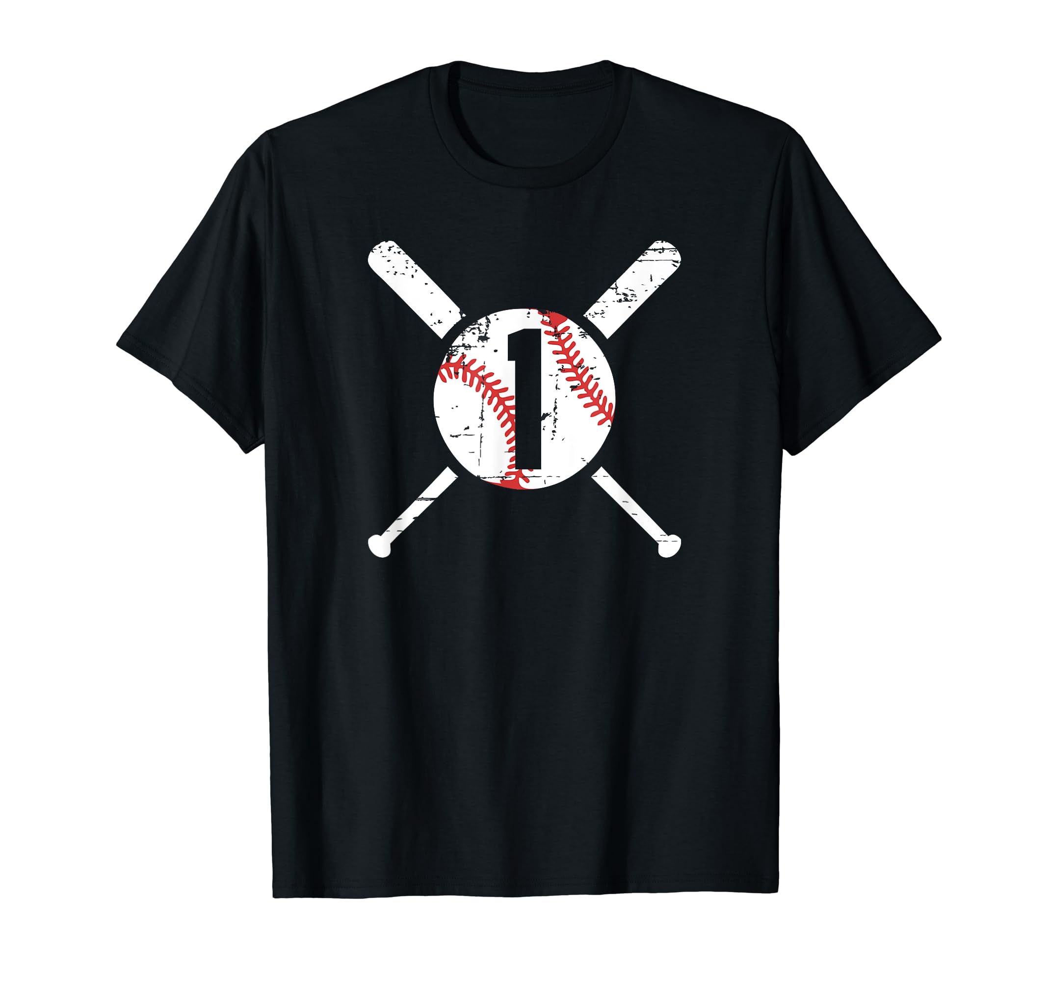 Baseball Number 1 One Distressed T-Shirt - Trendy Graphic Men Women - T-Shirt, Sweatshirt, Hoodie