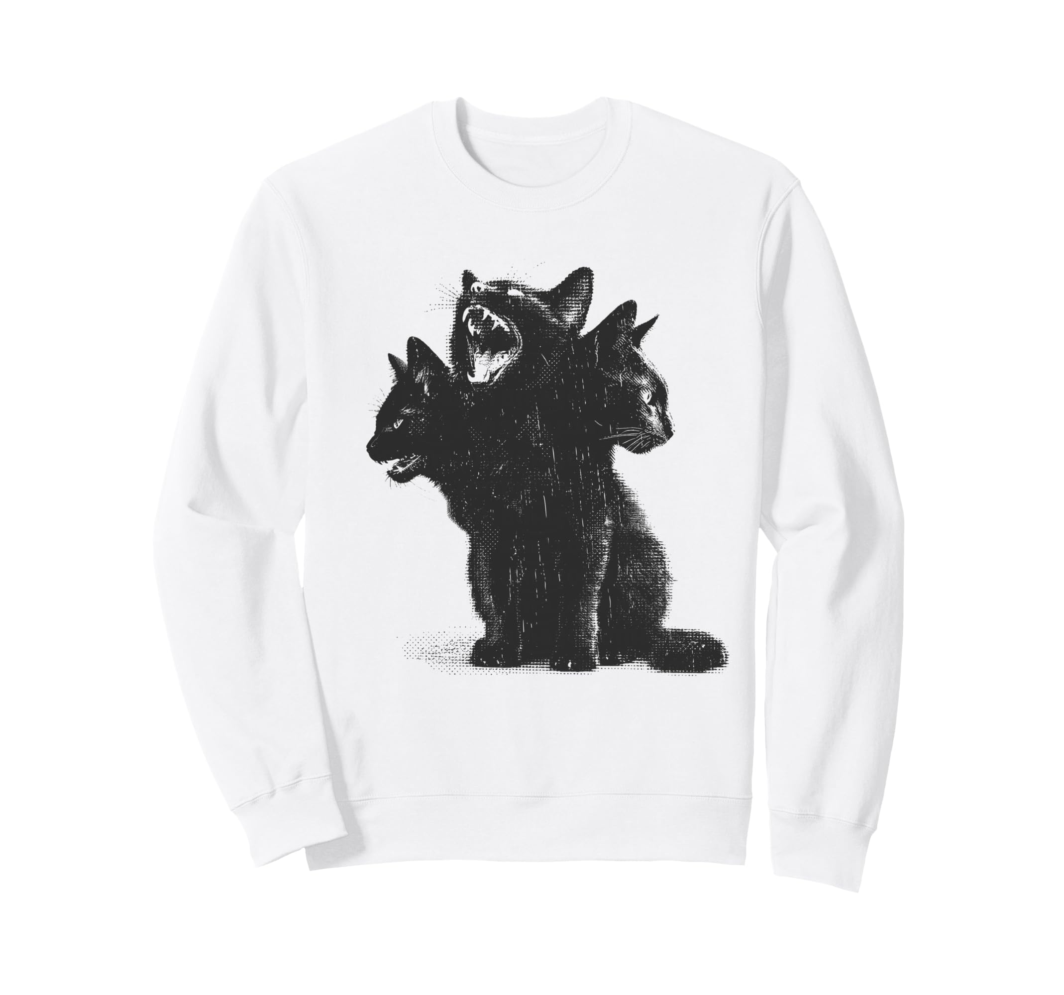 3 Headed Cat Grunge Alt 90S Halloween Sweatshirt - Unique Graphic Unisex - T-Shirt, Sweatshirt, Hoodie
