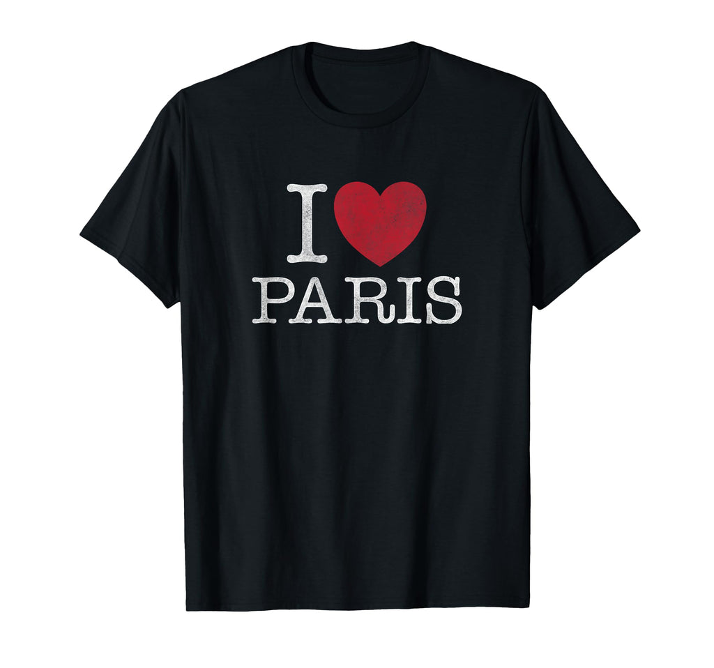 I Heart Paris France Distressed T-Shirt - Fun Novelty Design Unisex - T-Shirt, Sweatshirt, Hoodie