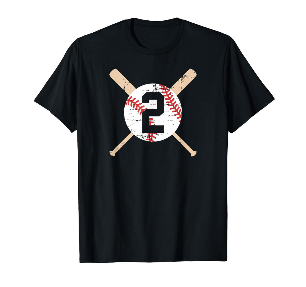 Baseball Number 2 Two Distressed Softball T-Shirt - Graphic Print Men Women - T-Shirt, Sweatshirt, Hoodie