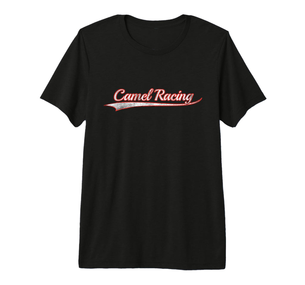 Camel Racing Varsity Distressed T-Shirt - Trendy Graphic for Adults - T-Shirt, Sweatshirt, Hoodie
