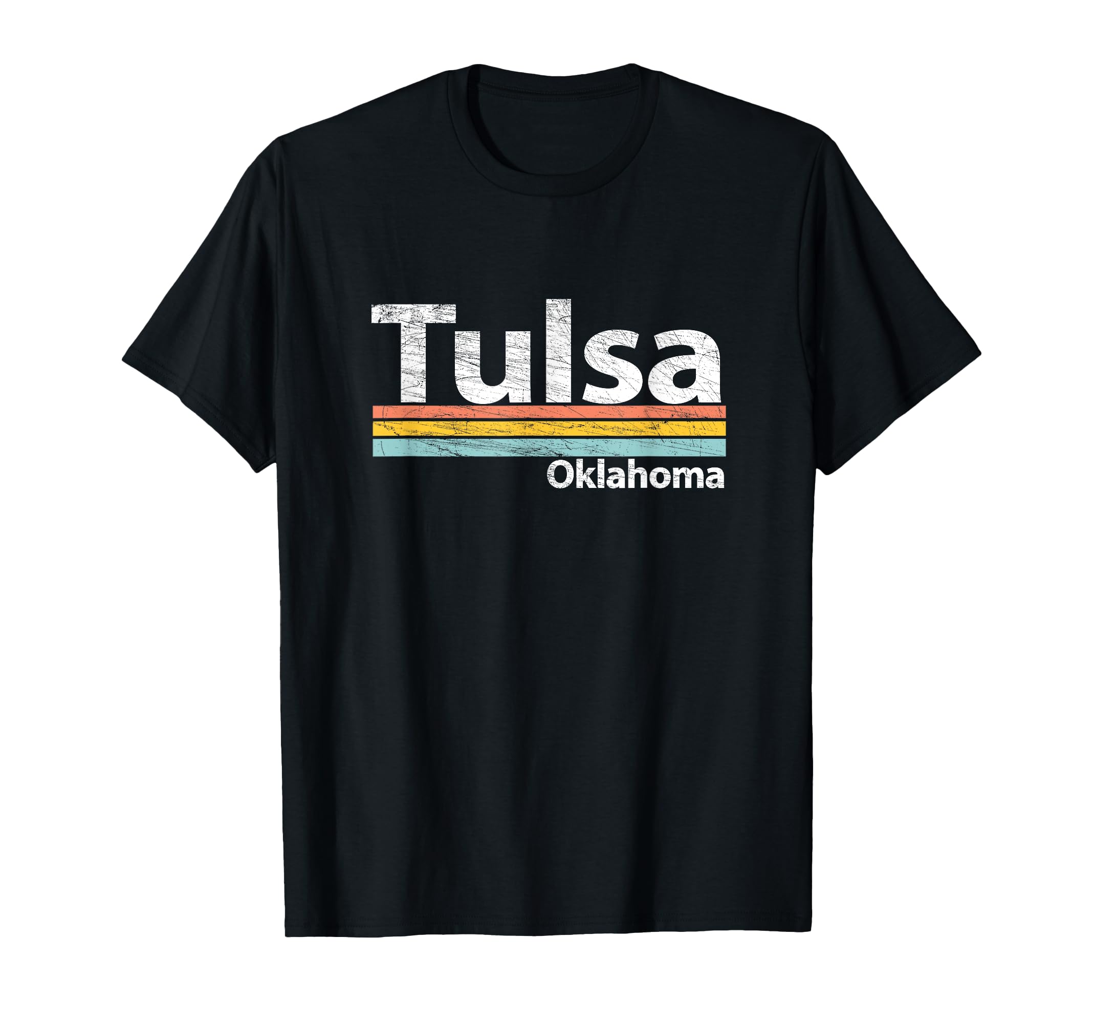 Tulsa Oklahoma Worn Stripes T-Shirt - Novelty Apparel for Adults - T-Shirt, Sweatshirt, Hoodie