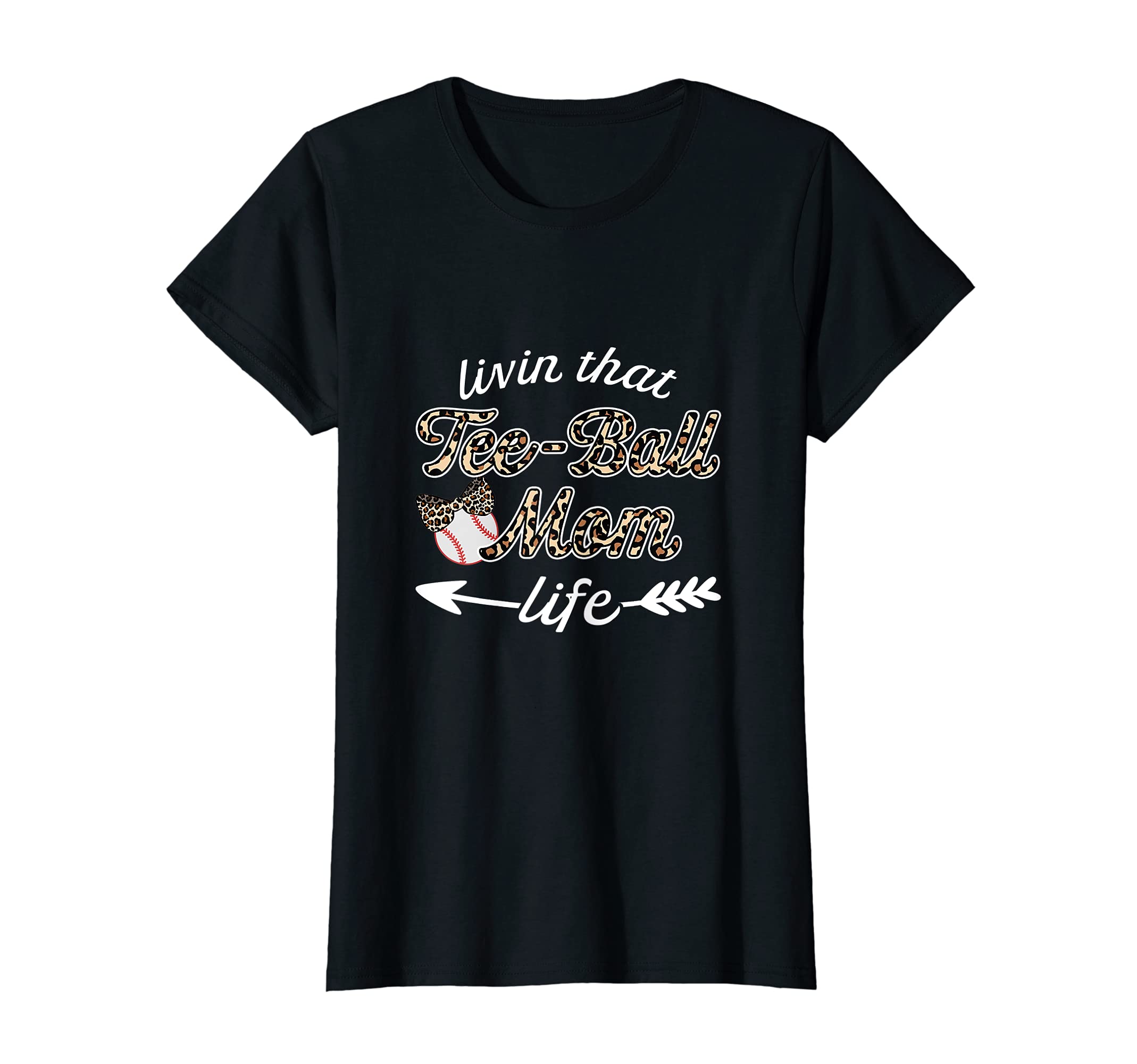 Womens Teeball Mom Leopard Baseball T-Shirt - Minimalist Print for Adults - T-Shirt, Sweatshirt, Hoodie