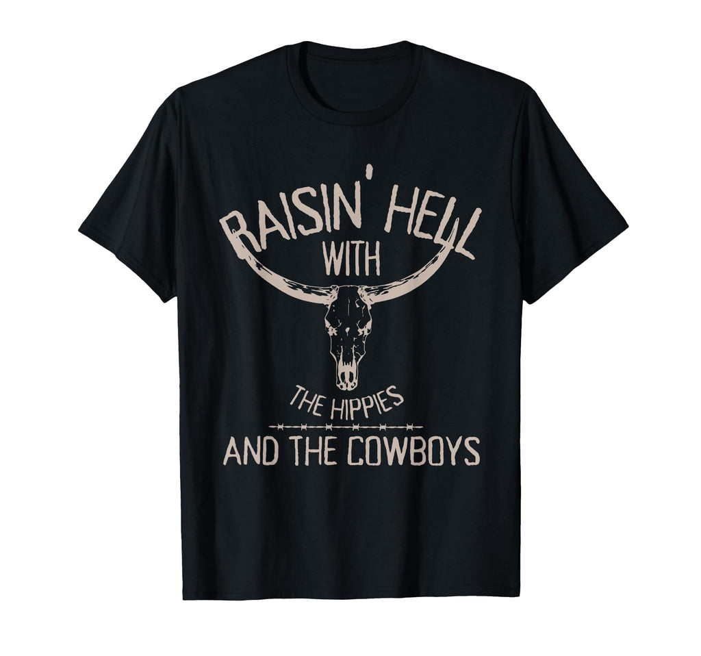 Hippies And Cowboys Western Cowhide T-Shirt - Graphic Print for Adults - T-Shirt, Sweatshirt, Hoodie