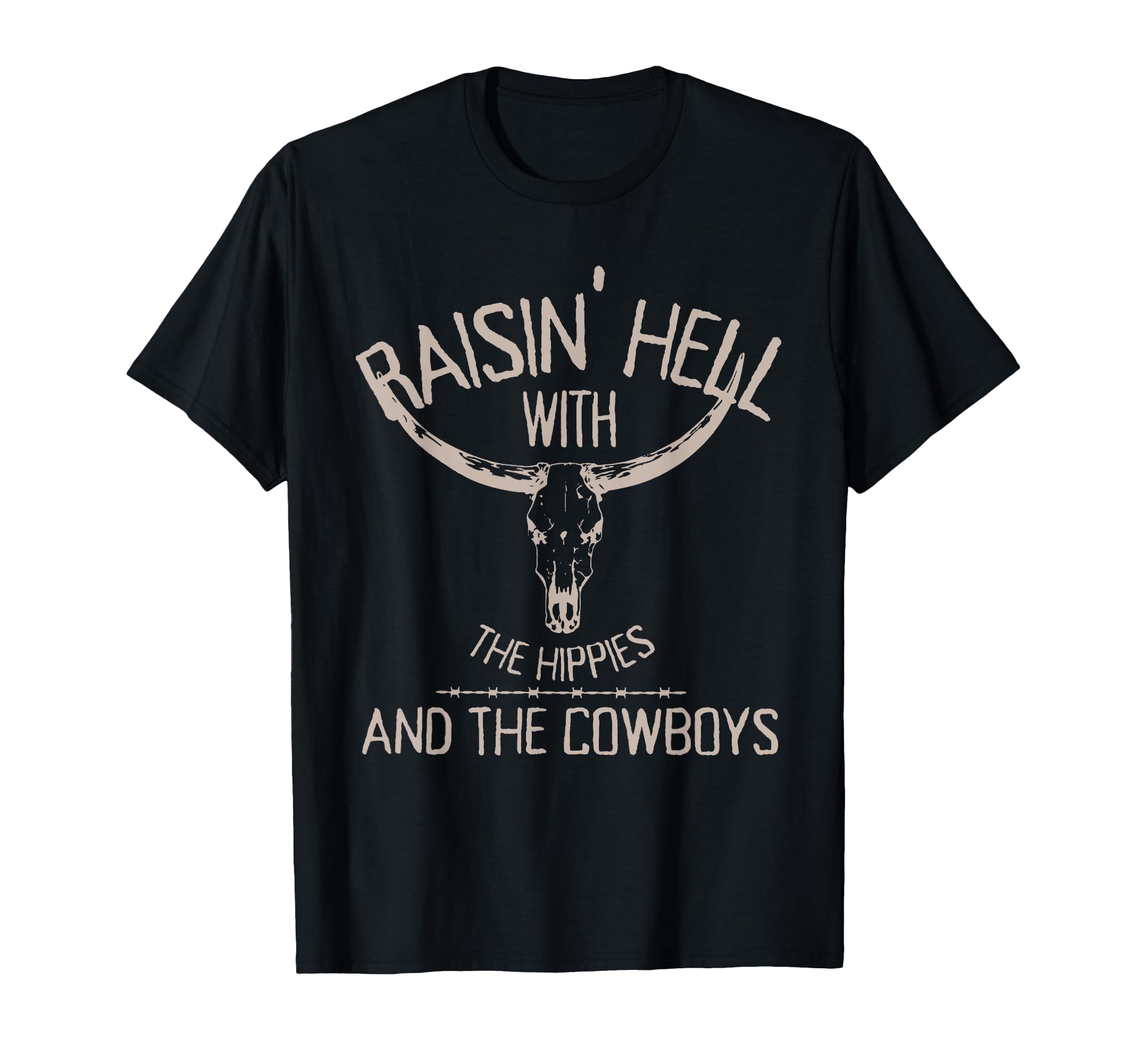Hippies And Cowboys Western Cowhide T-Shirt - Graphic Print for Adults - T-Shirt, Sweatshirt, Hoodie