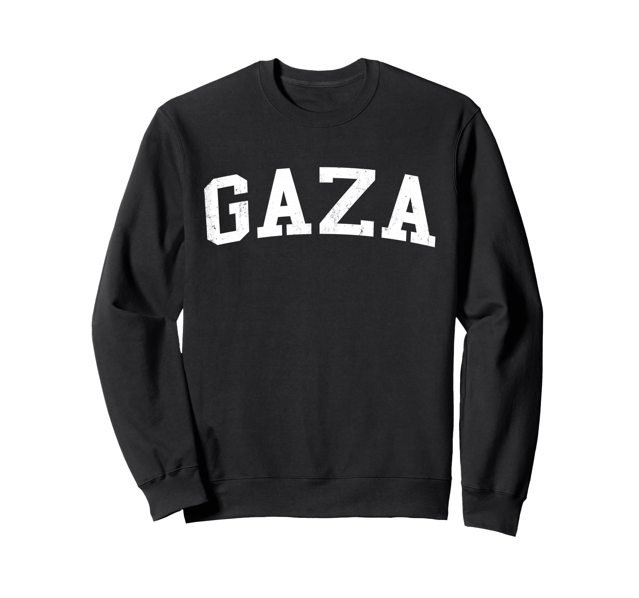 Gaza Palestine Distressed White Varsity Sweatshirt - Novelty Apparel Unisex - T-Shirt, Sweatshirt, Hoodie