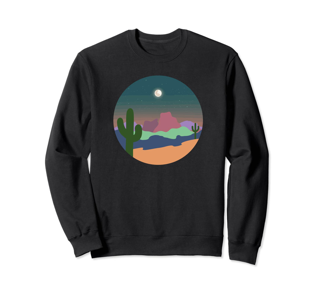 Boho Desert Cactus Moon Western Sweatshirt - Custom Art Print Unisex - T-Shirt, Sweatshirt, Hoodie