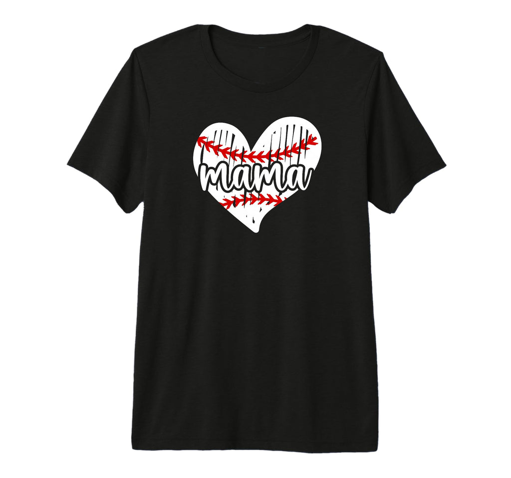 Baseball Mama Heart Baseball Mom Baseball T-Shirt - Graphic Print Unisex - T-Shirt, Sweatshirt, Hoodie