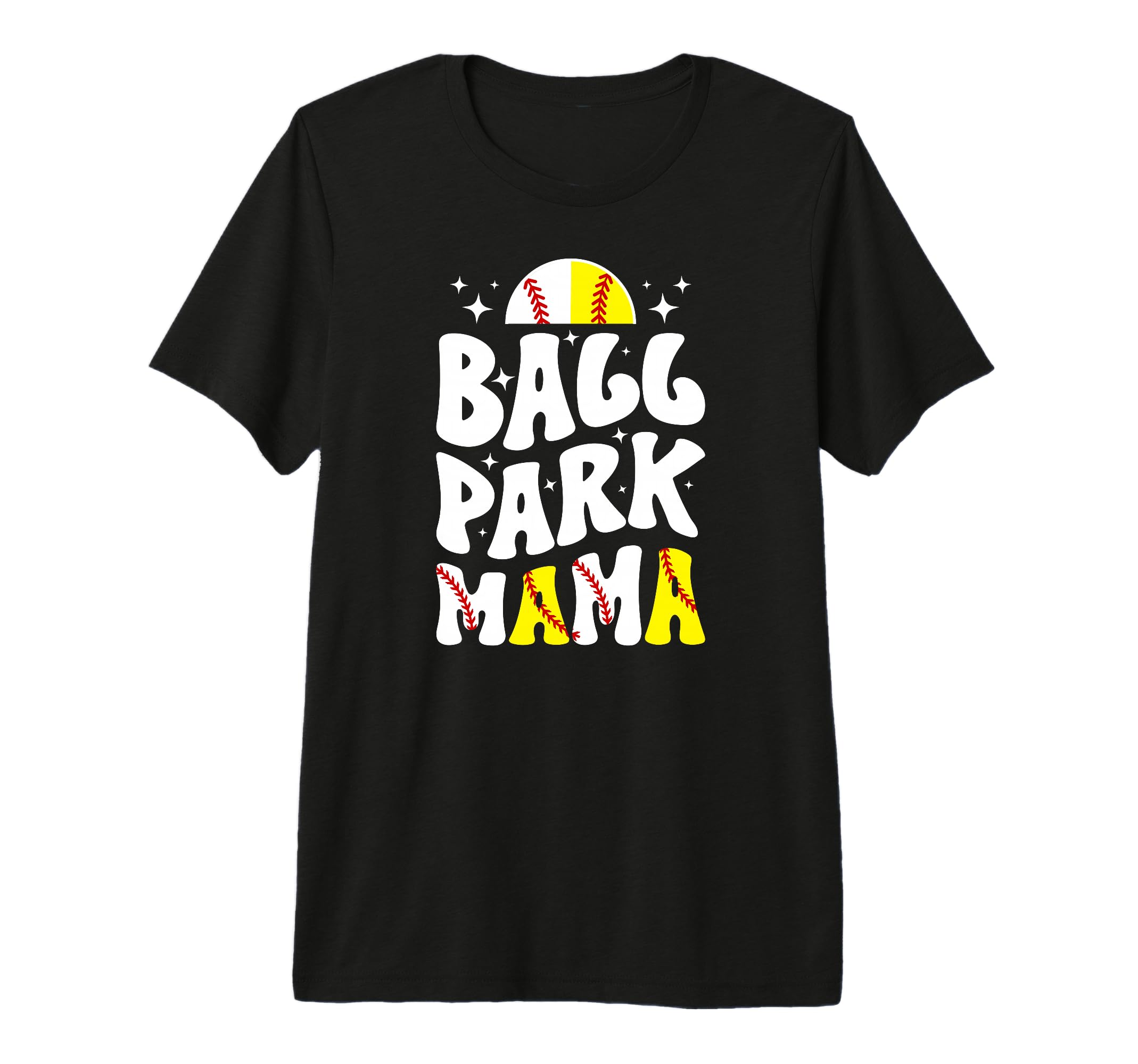 Ballpark Mama Groovy Softball T-Shirt - Custom Art Print Men Women - T-Shirt, Sweatshirt, Hoodie