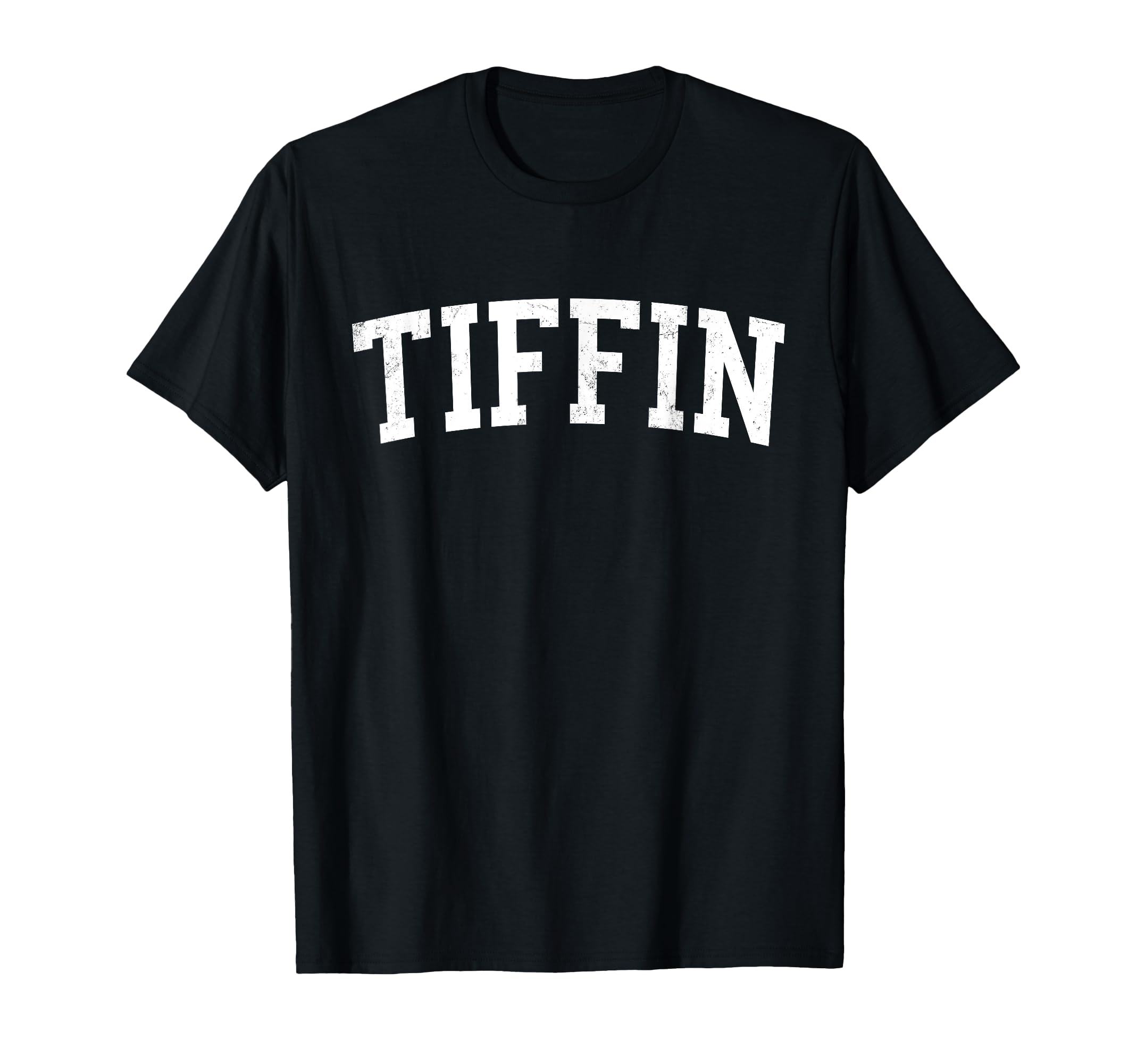Tiffin Oh Distressed White Varsity T-Shirt - Aesthetic Graphic for Adults - T-Shirt, Sweatshirt, Hoodie