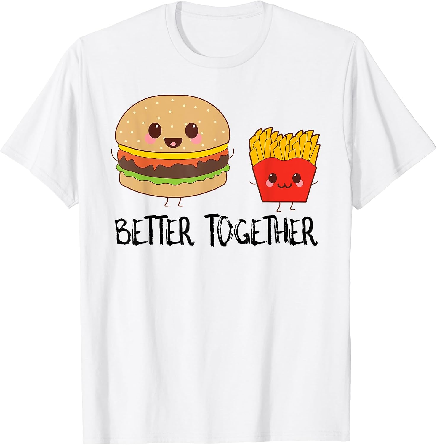 Burgers and Fries Kawaii Funny Matching - Adult & Kids T-Shirts, Sweatshirts & Hoodies apparel design preview 1