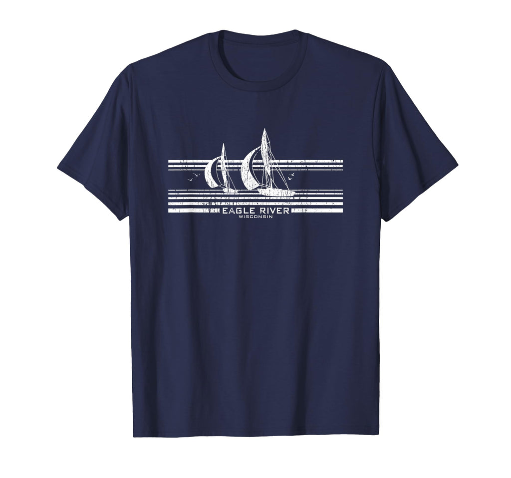 Eagle River Wi Sailboat 70S T-Shirt - Unique Graphic Men Women - T-Shirt, Sweatshirt, Hoodie