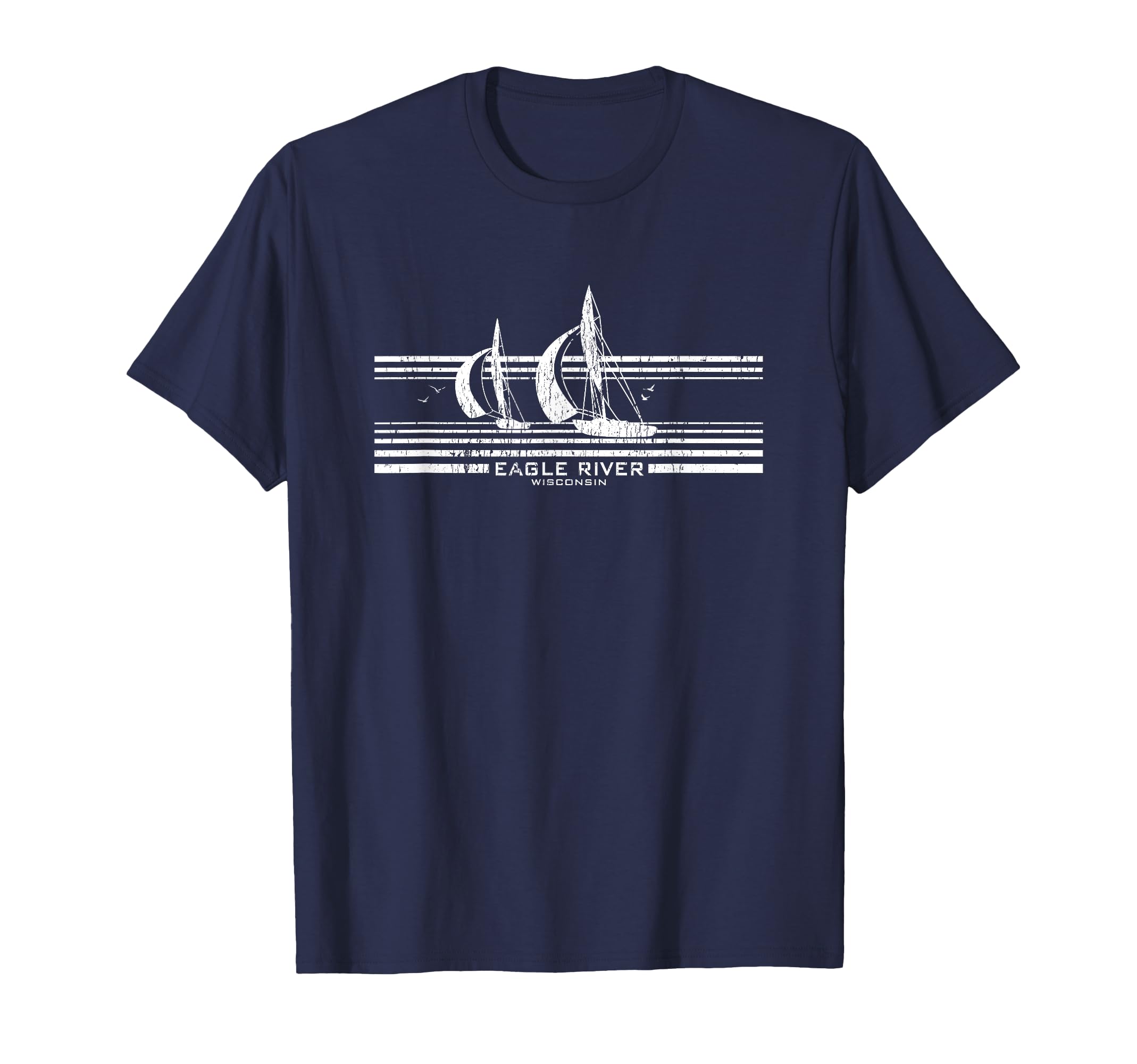 Eagle River Wi Sailboat 70S T-Shirt - Unique Graphic Men Women - T-Shirt, Sweatshirt, Hoodie