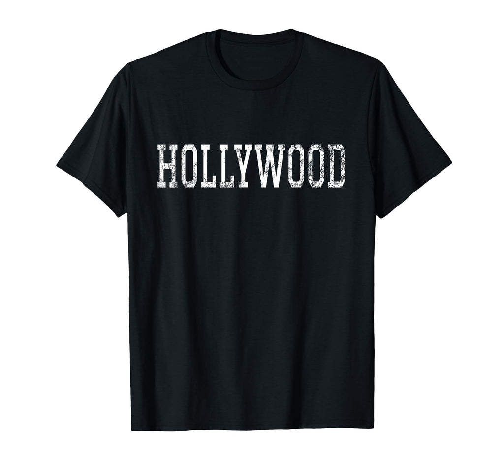 Hollywood White Text T-Shirt - Minimalist Print Men Women - T-Shirt, Sweatshirt, Hoodie