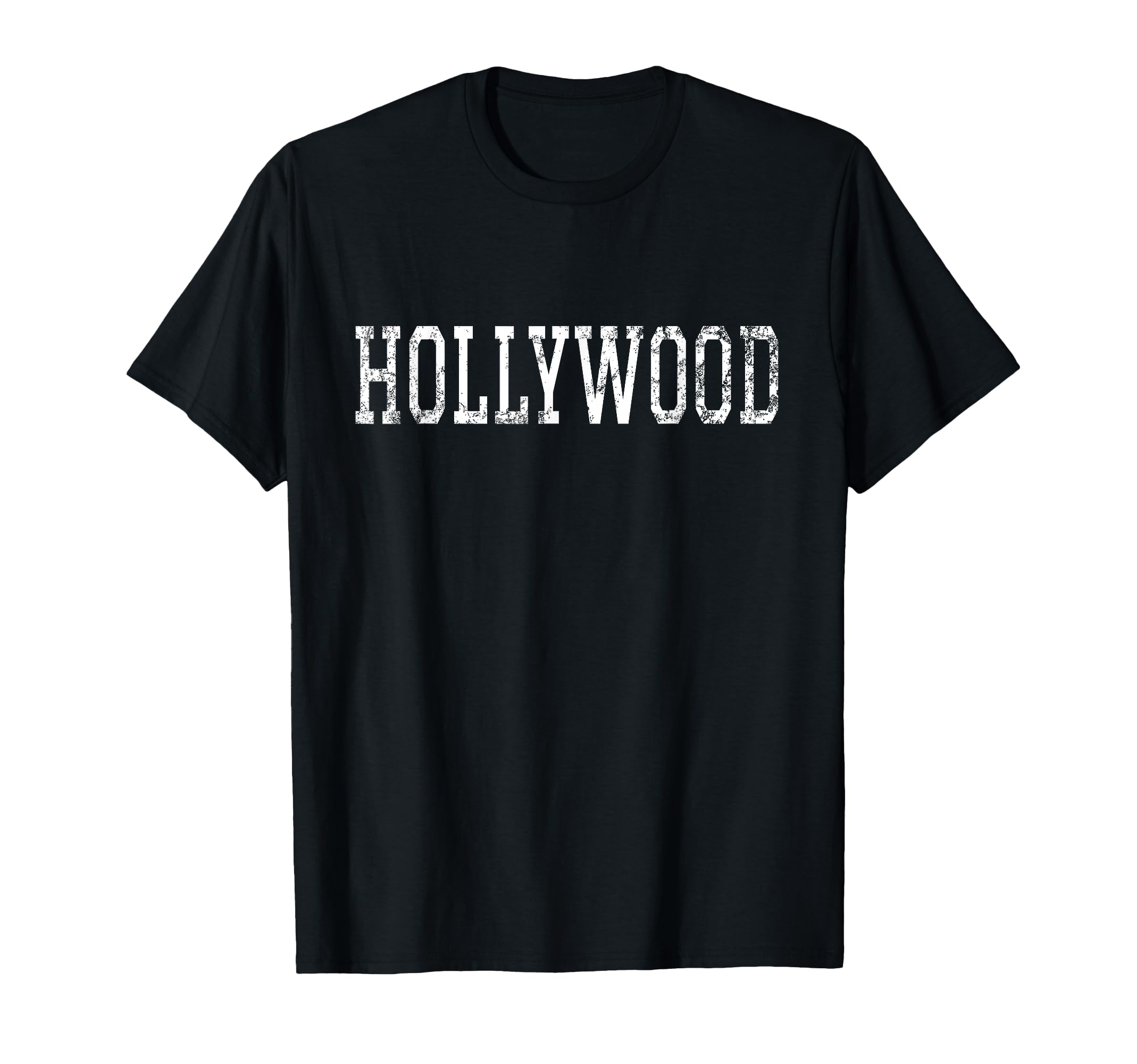 Hollywood White Text T-Shirt - Minimalist Print Men Women - T-Shirt, Sweatshirt, Hoodie