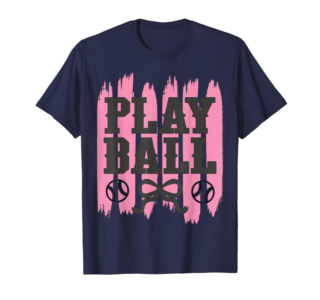 Play Ball Baseball Mom Coquette Bow T-Shirt - Casual Everyday Wear Unisex - T-Shirt, Sweatshirt, Hoodie