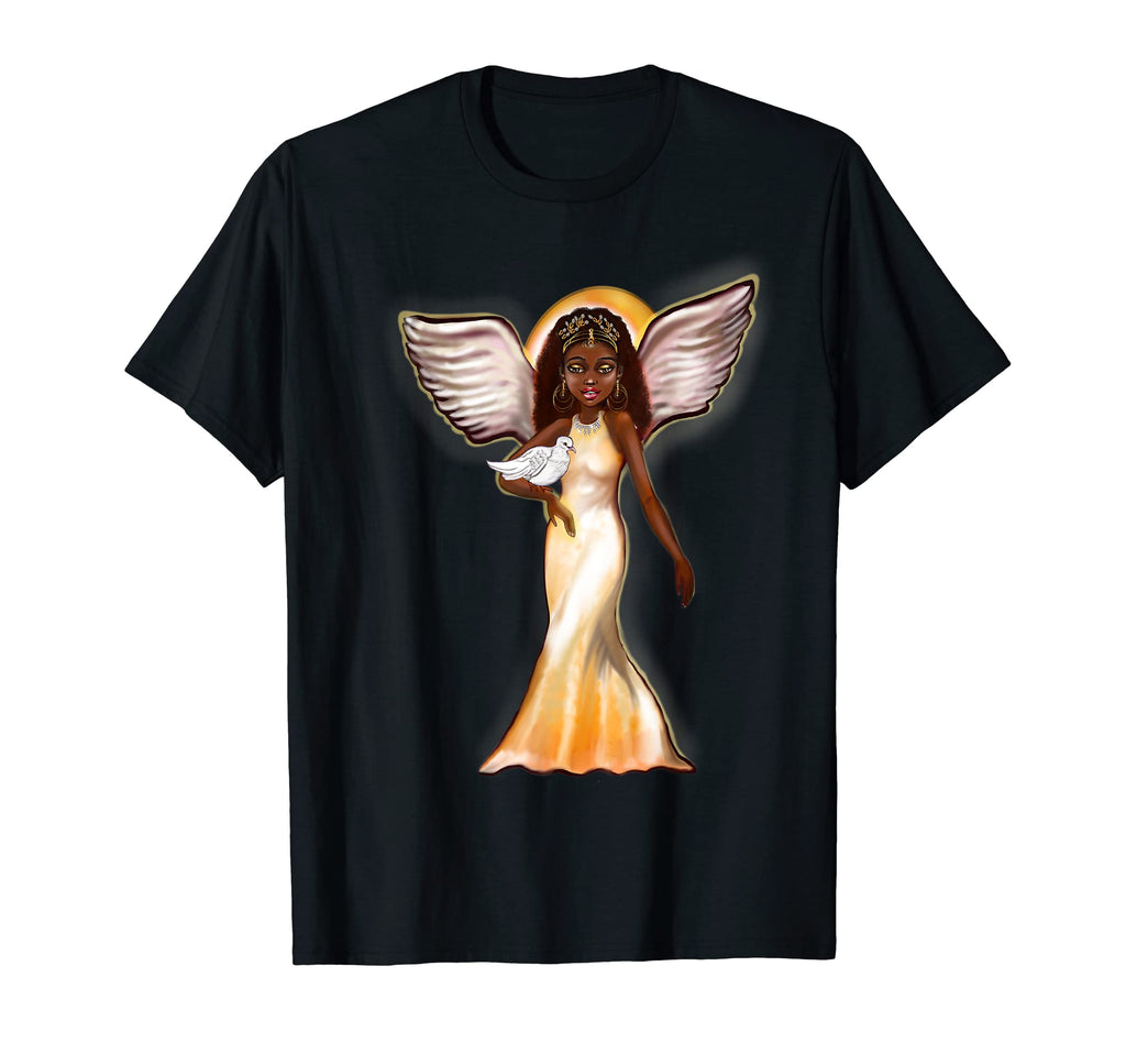 Angel And Dove Black Angel Peace Afro T-Shirt - Trendy Graphic for Adults - T-Shirt, Sweatshirt, Hoodie