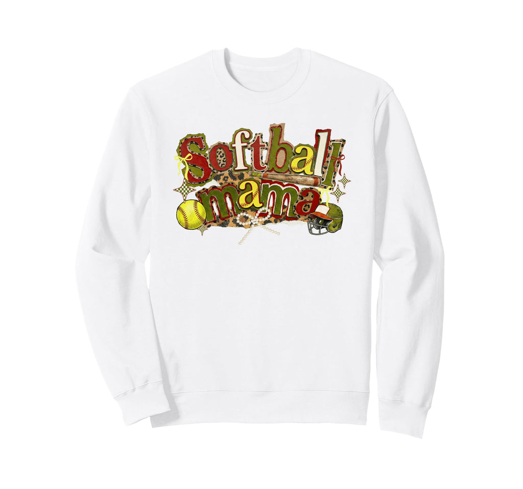 Softball Mama Leopard Coquette Sweatshirt - Aesthetic Graphic Men Women - T-Shirt, Sweatshirt, Hoodie