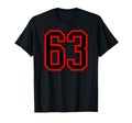 Number 63 Red Black Sports Team Number 63 T-Shirt - Minimalist Print Unisex - T-Shirt, Sweatshirt, Hoodie