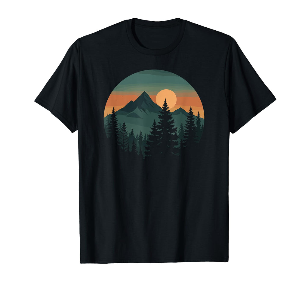 Mountain Forest Sunset Hiking T-Shirt - Casual Everyday Wear Men Women - T-Shirt, Sweatshirt, Hoodie