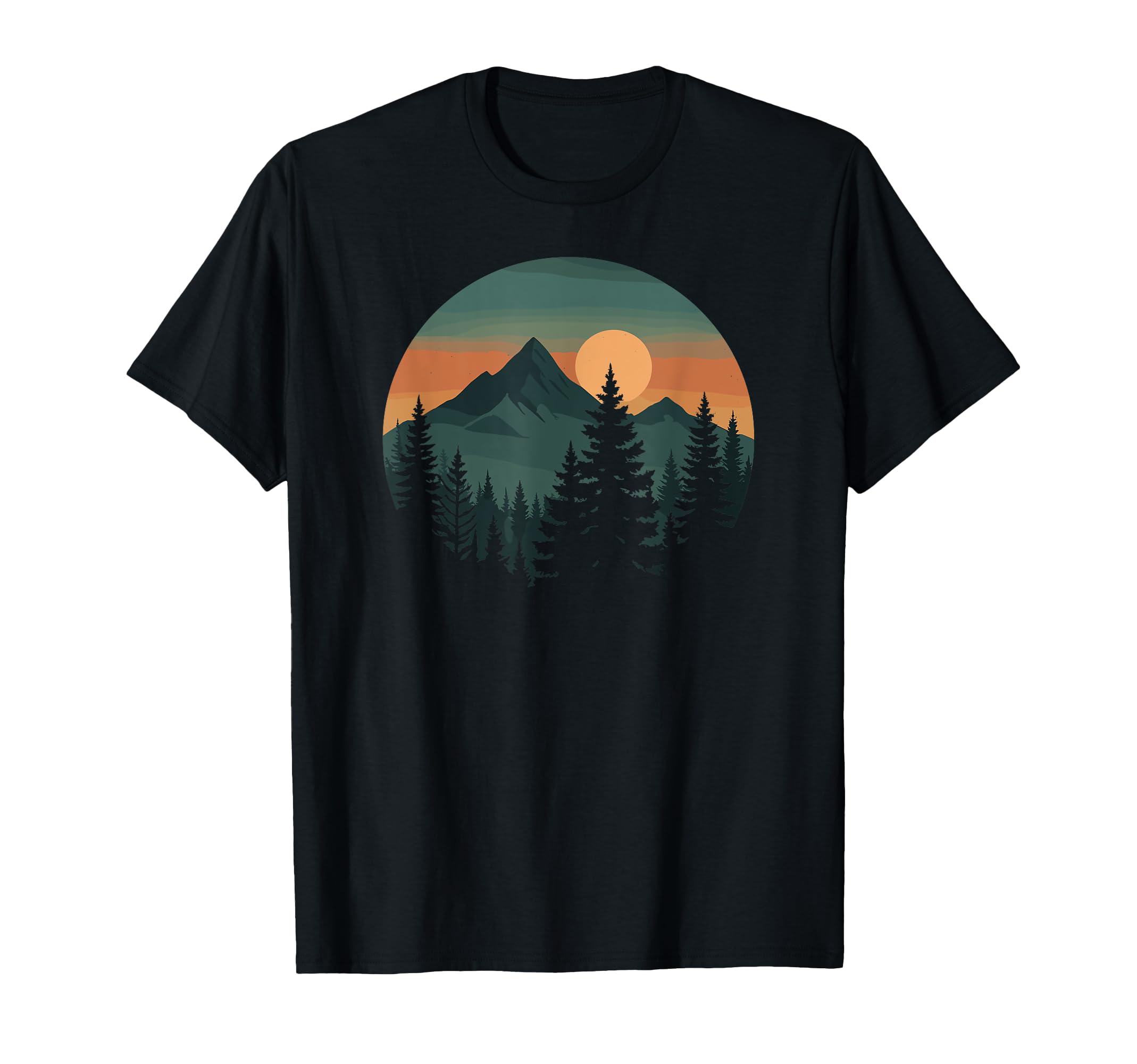 Mountain Forest Sunset Hiking T-Shirt - Casual Everyday Wear Men Women - T-Shirt, Sweatshirt, Hoodie