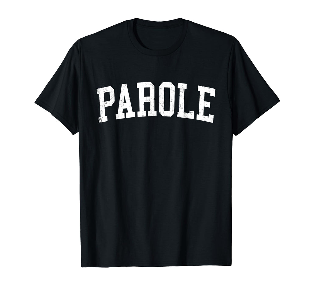 Parole Md Distressed White Varsity T-Shirt - Aesthetic Graphic Unisex - T-Shirt, Sweatshirt, Hoodie