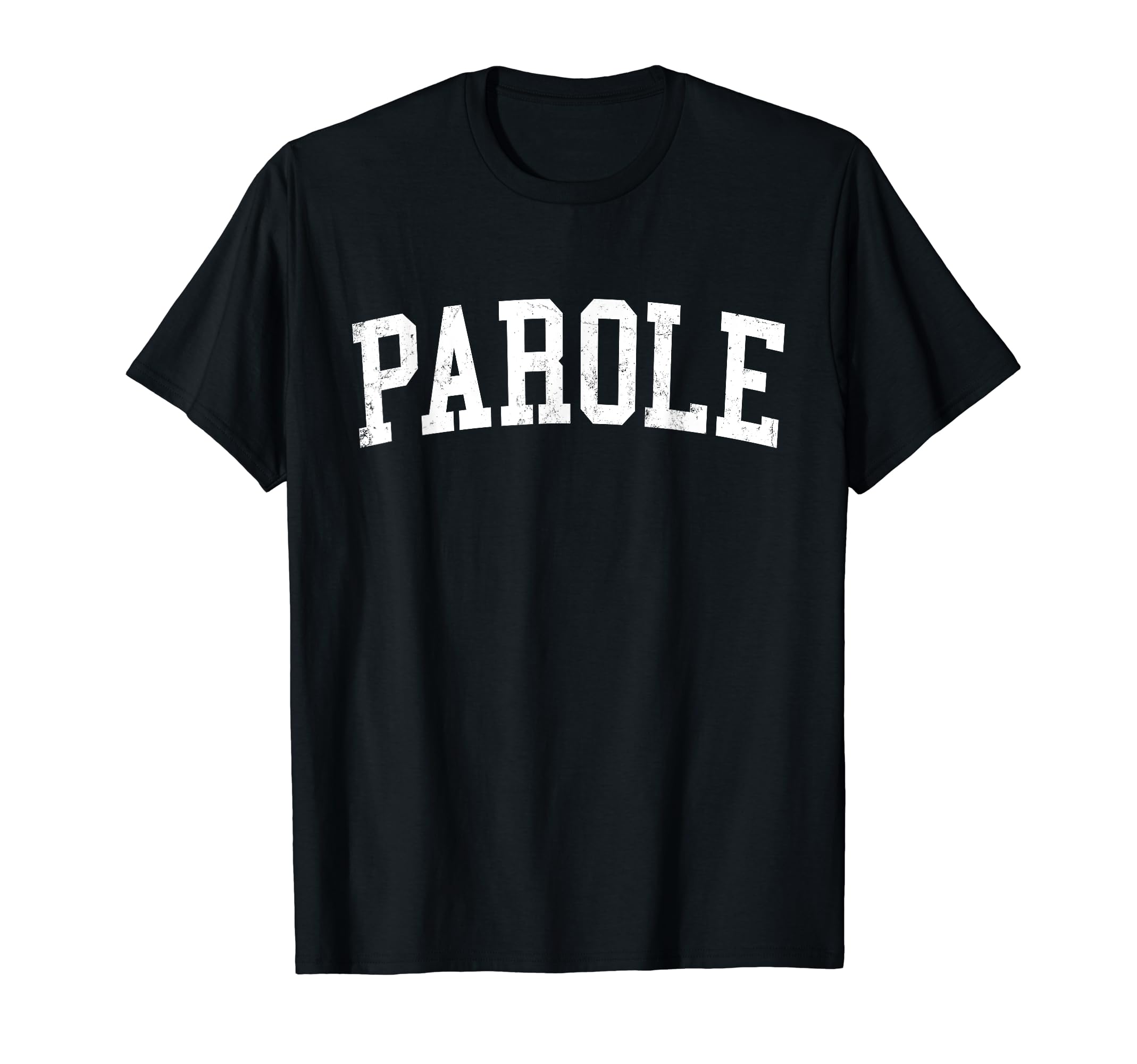 Parole Md Distressed White Varsity T-Shirt - Aesthetic Graphic Unisex - T-Shirt, Sweatshirt, Hoodie