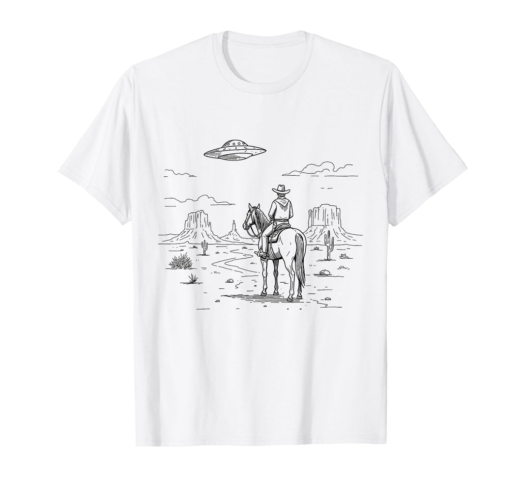 Western Cowboy Ufo Alien Aesthetic T-Shirt - Streetwear Style for Adults - T-Shirt, Sweatshirt, Hoodie