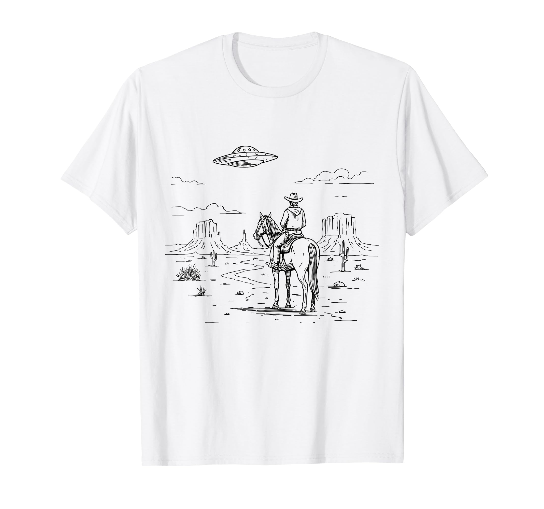 Western Cowboy Ufo Alien Aesthetic T-Shirt - Streetwear Style for Adults - T-Shirt, Sweatshirt, Hoodie