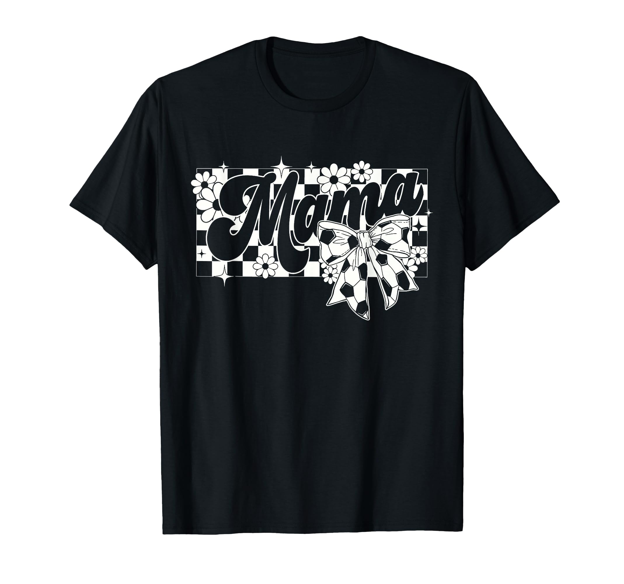 Soccer Mama Checkered Bow Stylish T-Shirt - Fun Novelty Design Men Women - T-Shirt, Sweatshirt, Hoodie