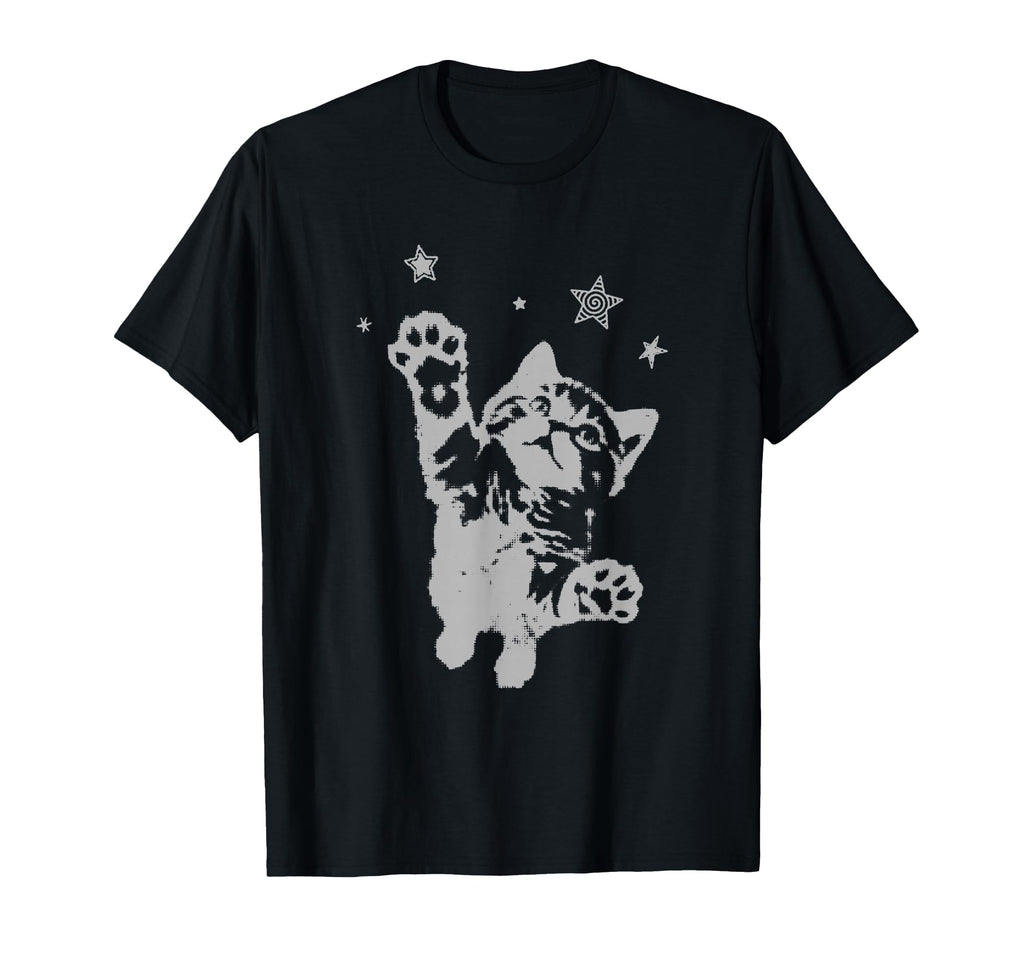 Y2K Aesthetic Cat Jumping Stars 90S T-Shirt - Custom Art Print Unisex - T-Shirt, Sweatshirt, Hoodie