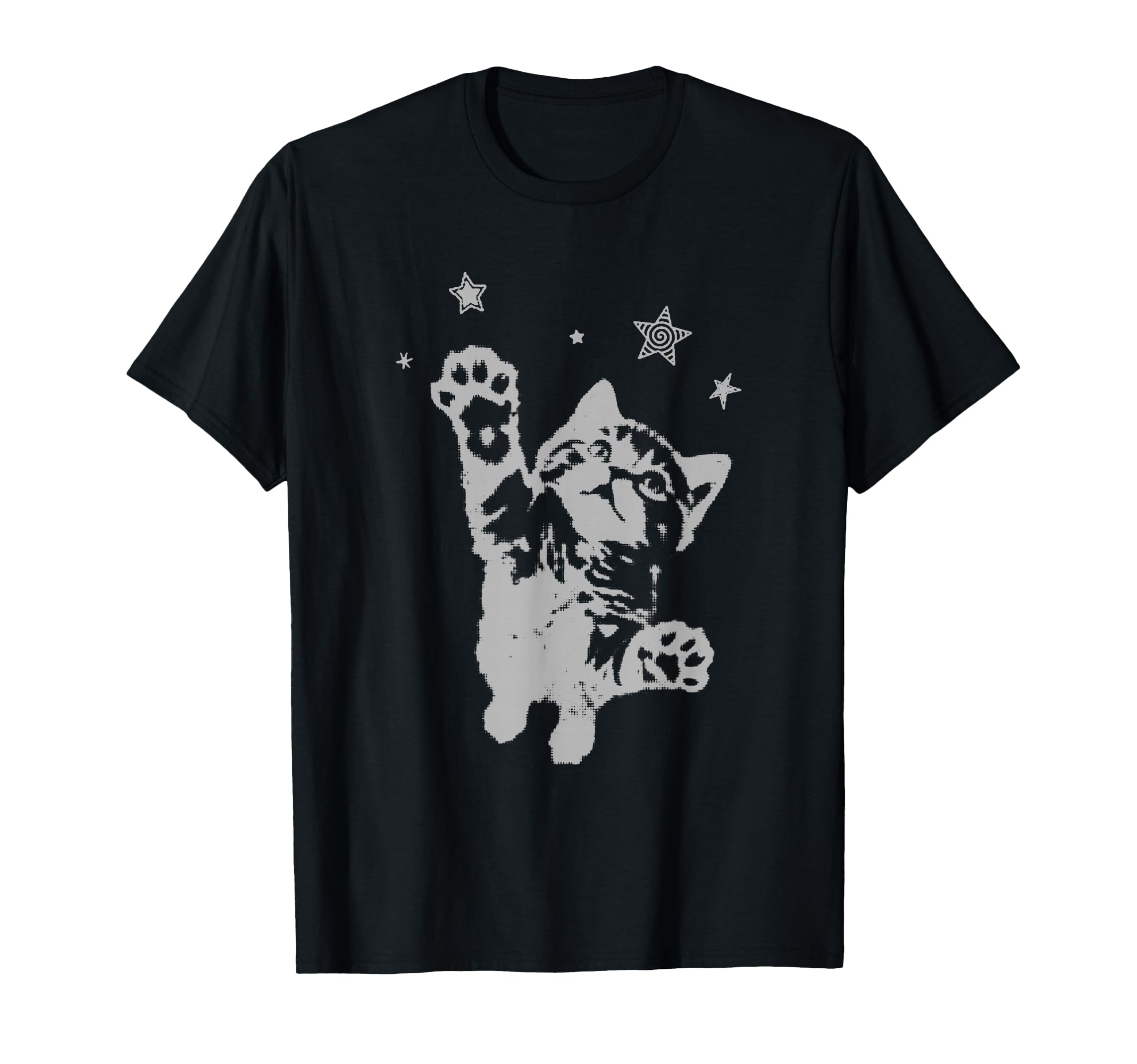 Y2K Aesthetic Cat Jumping Stars 90S T-Shirt - Custom Art Print Unisex - T-Shirt, Sweatshirt, Hoodie