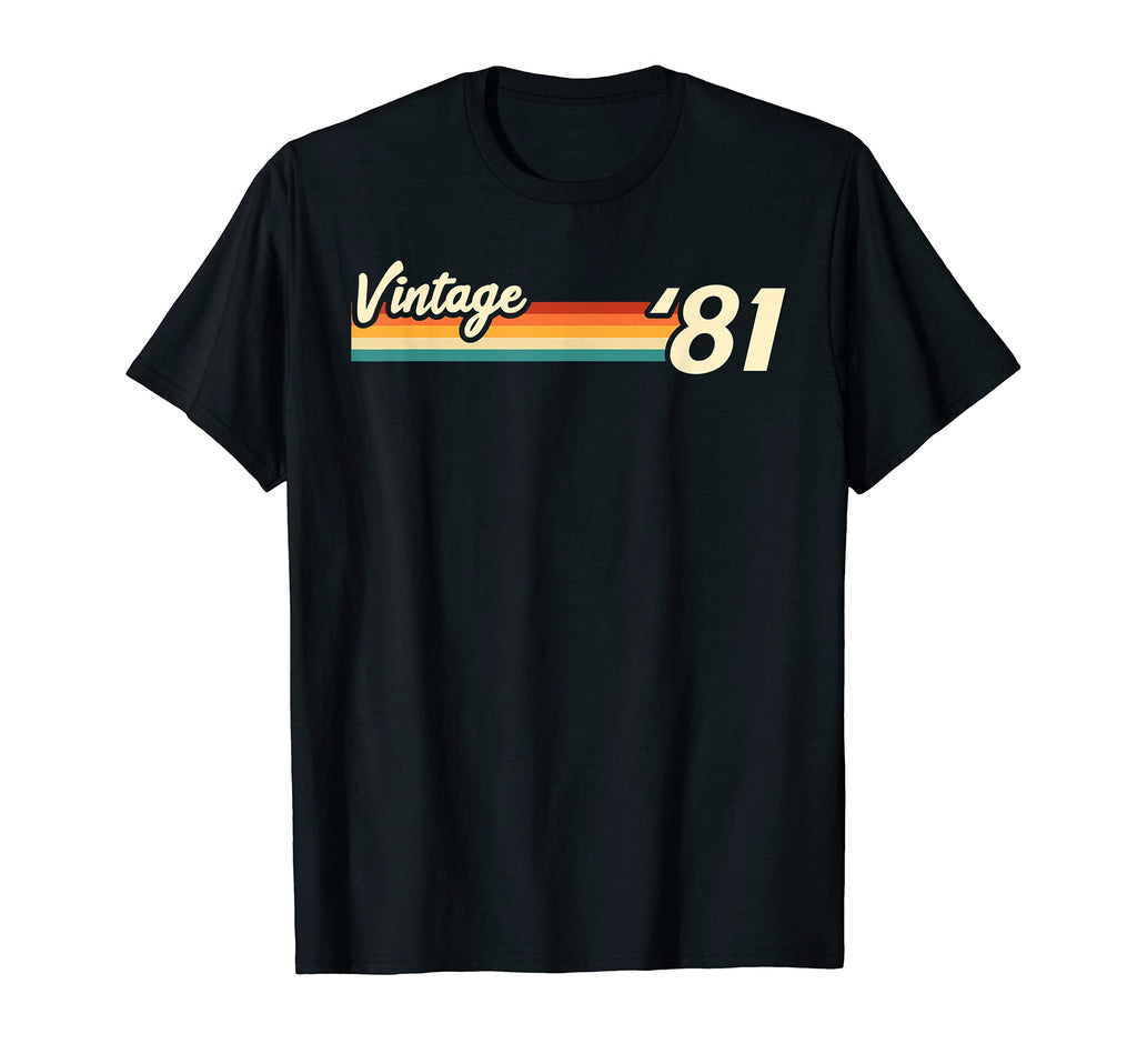 1981 Birthday Colorful Stripes T-Shirt - Fun Novelty Design for Adults - T-Shirt, Sweatshirt, Hoodie