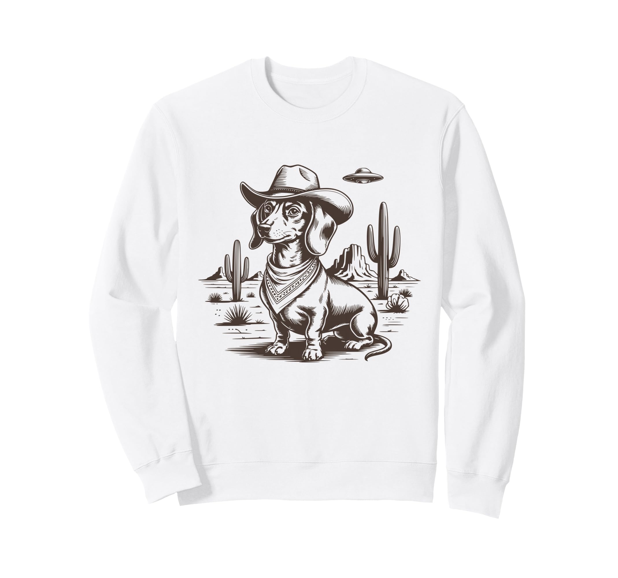 Cowboy Dachshund Desert Cactus Sweatshirt - Graphic Print for Adults - T-Shirt, Sweatshirt, Hoodie