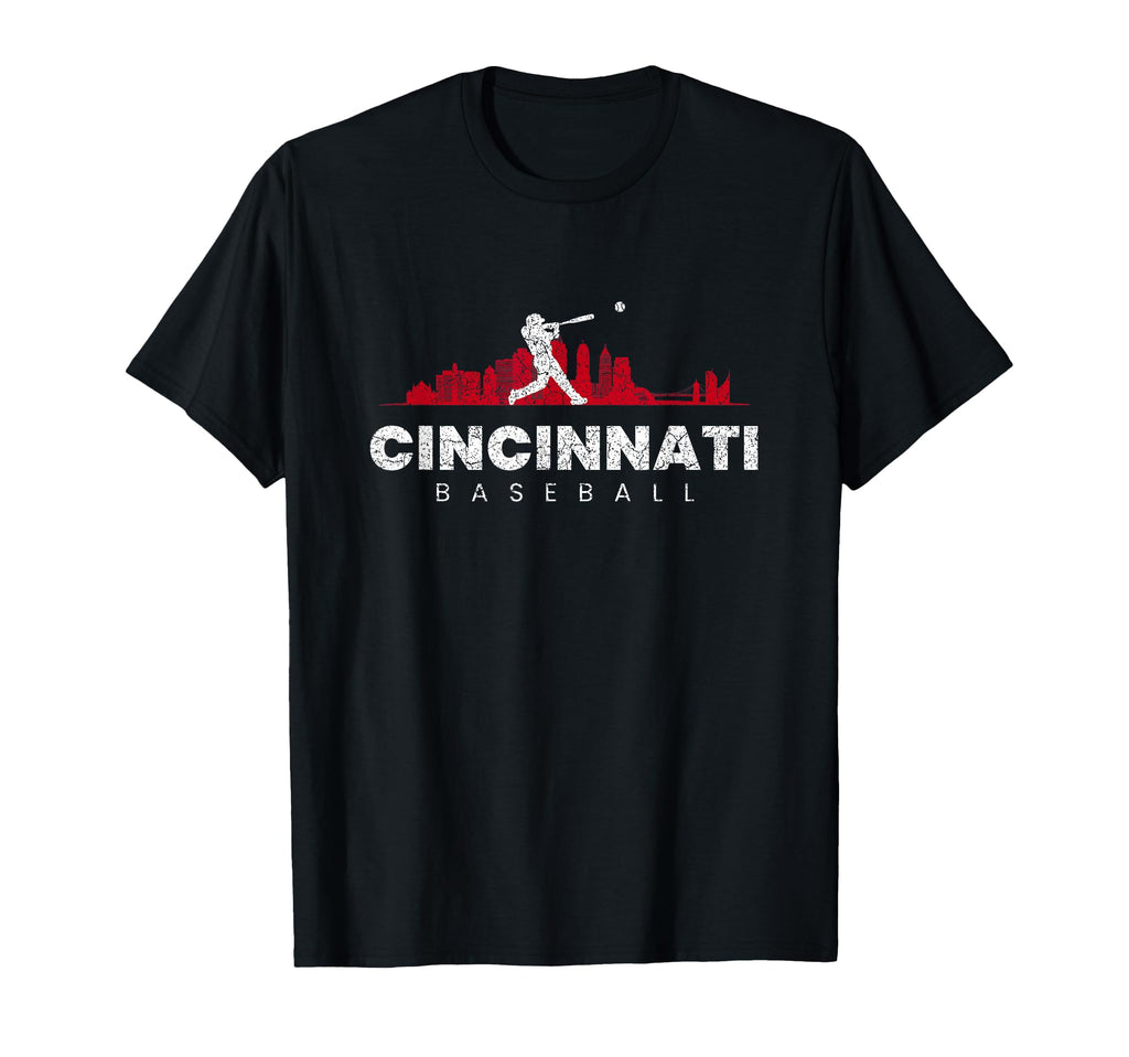 Cincinnati Baseball Player Minimalist T-Shirt - Custom Art Print Men Women - T-Shirt, Sweatshirt, Hoodie