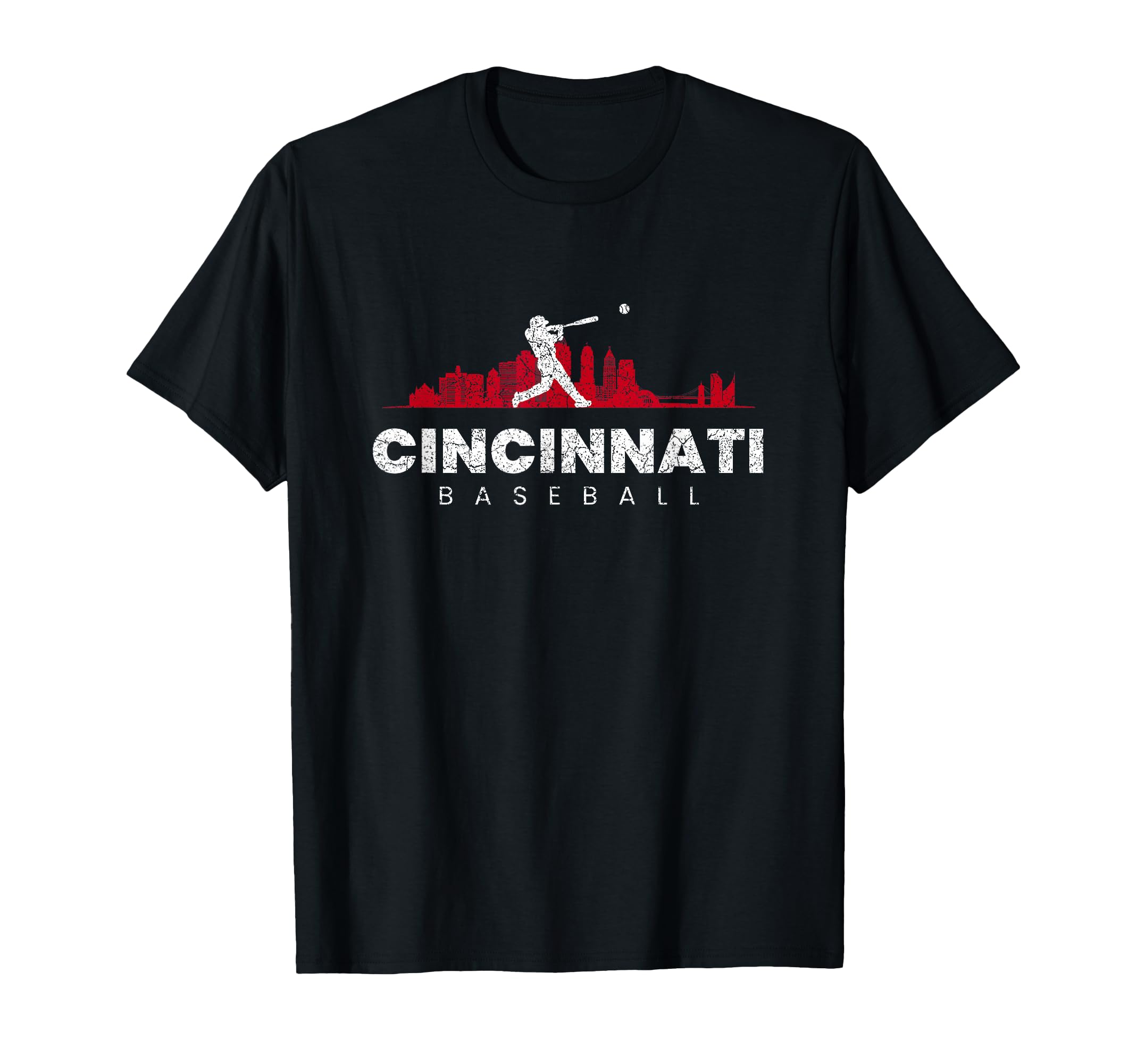 Cincinnati Baseball Player Minimalist T-Shirt - Custom Art Print Men Women - T-Shirt, Sweatshirt, Hoodie