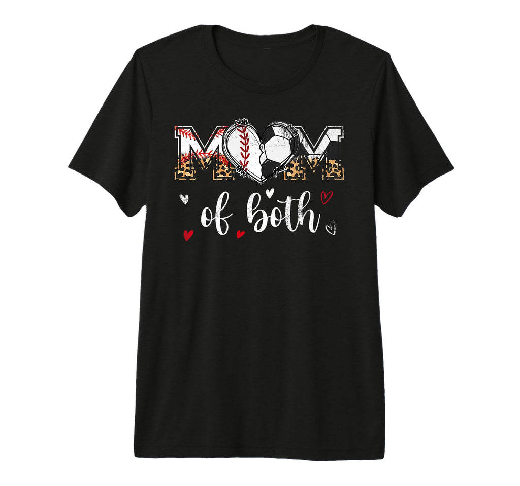 Mom Both Baseball Soccer Heart Leopard T-Shirt - Trendy Graphic Men Women - T-Shirt, Sweatshirt, Hoodie