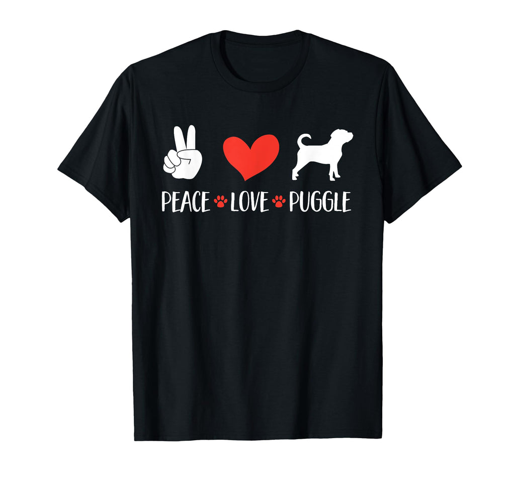 Funny Puggle Lover Peace Love Puggle T-Shirt - Custom Art Print Men Women - T-Shirt, Sweatshirt, Hoodie