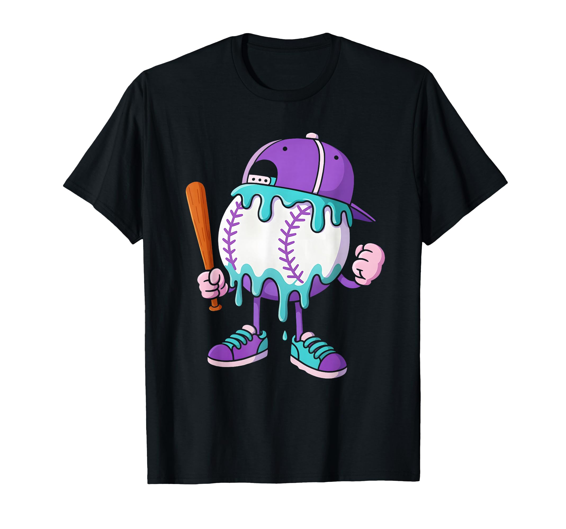 Ice Cream Drip Baseball Sport Baseball Drip T-Shirt - Trendy Graphic Unisex - T-Shirt, Sweatshirt, Hoodie
