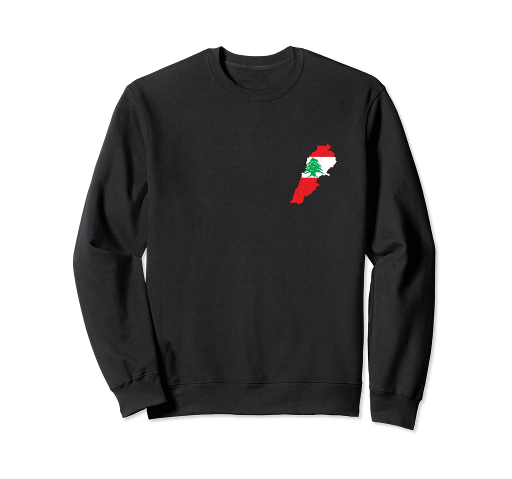 Lebanese Map And Flag Chest Logo Sweatshirt - Minimalist Print Men Women - T-Shirt, Sweatshirt, Hoodie