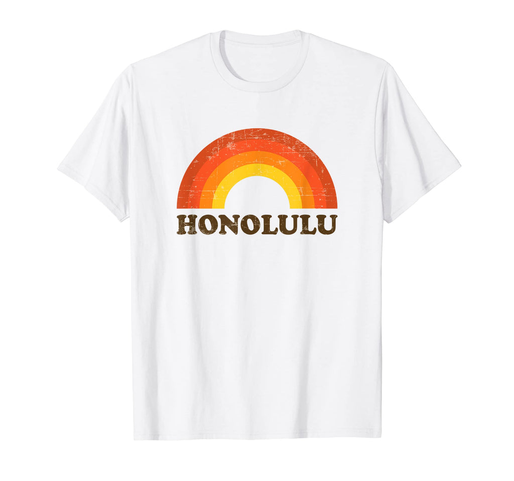 Honolulu Rainbow Souvenir 60S 70S T-Shirt - Casual Everyday Wear Unisex - T-Shirt, Sweatshirt, Hoodie