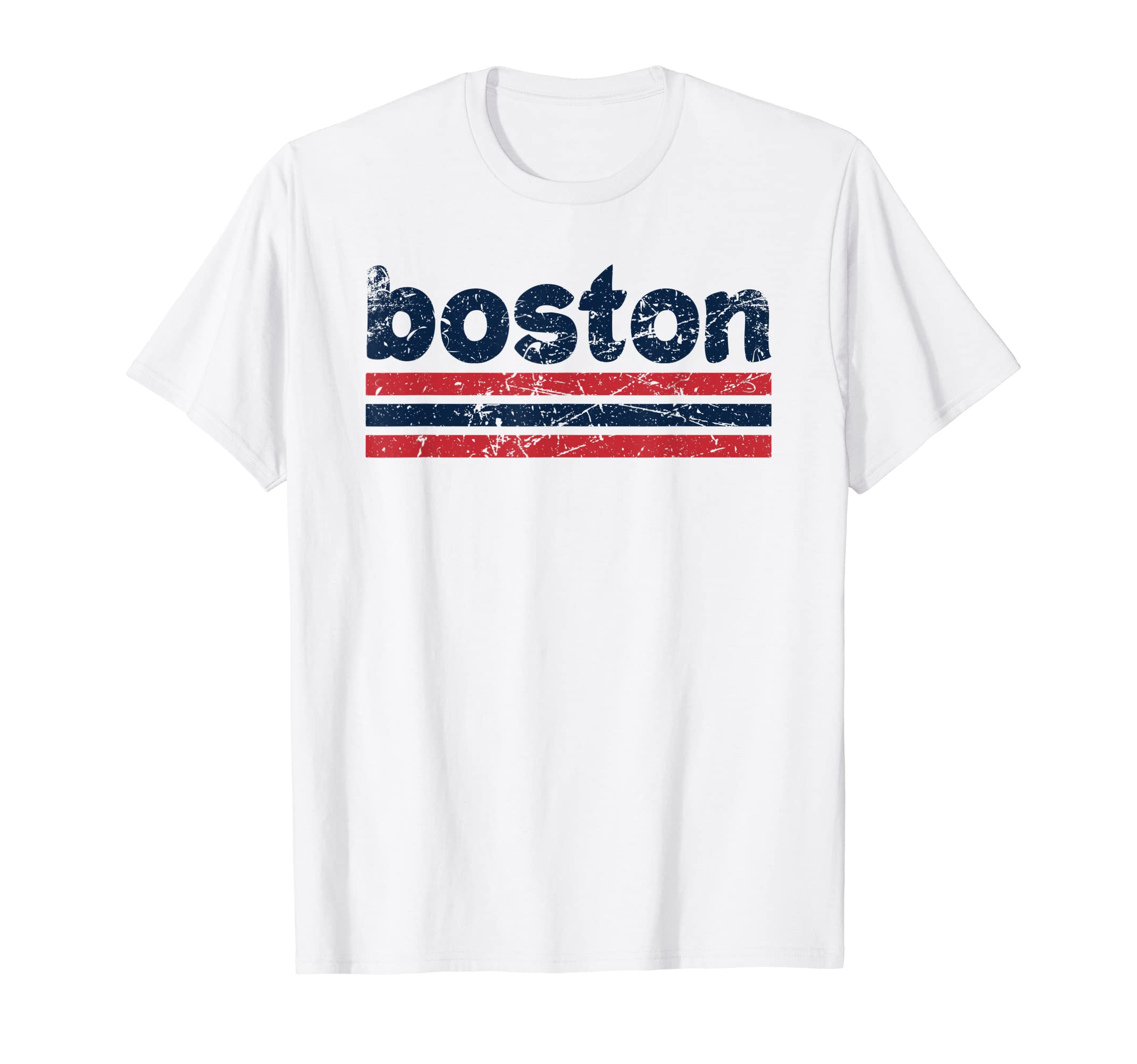Boston Massachusetts Three Stripe T-Shirt - Custom Art Print for Adults - T-Shirt, Sweatshirt, Hoodie